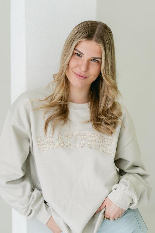 Women's Embroidered Gratitude Crewnecks